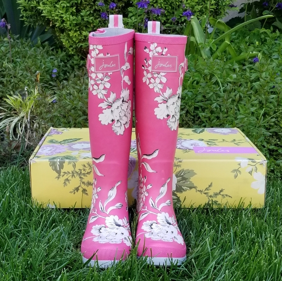 Joules Pink floral Wellies New w/Tags! Gorgeous - Picture 3 of 8